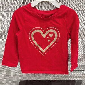 Cat & Jack Girl 2T Red Long Sleeve Shirt Toddler Girl Top Infant Girl Tank Tee